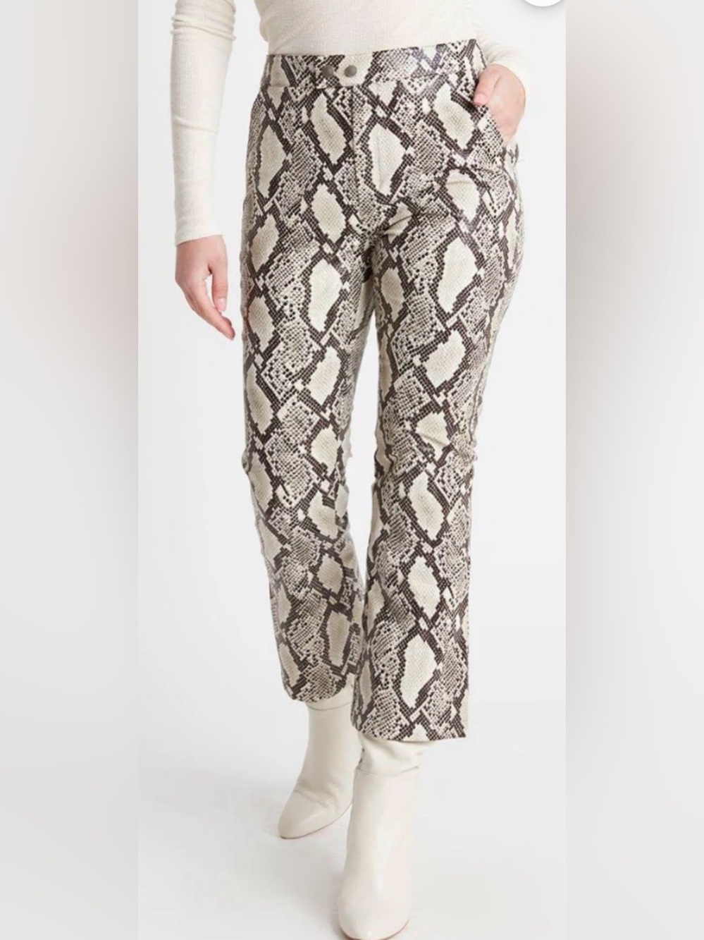 NWT Snake-Print Cropped Pants Vegan Leather